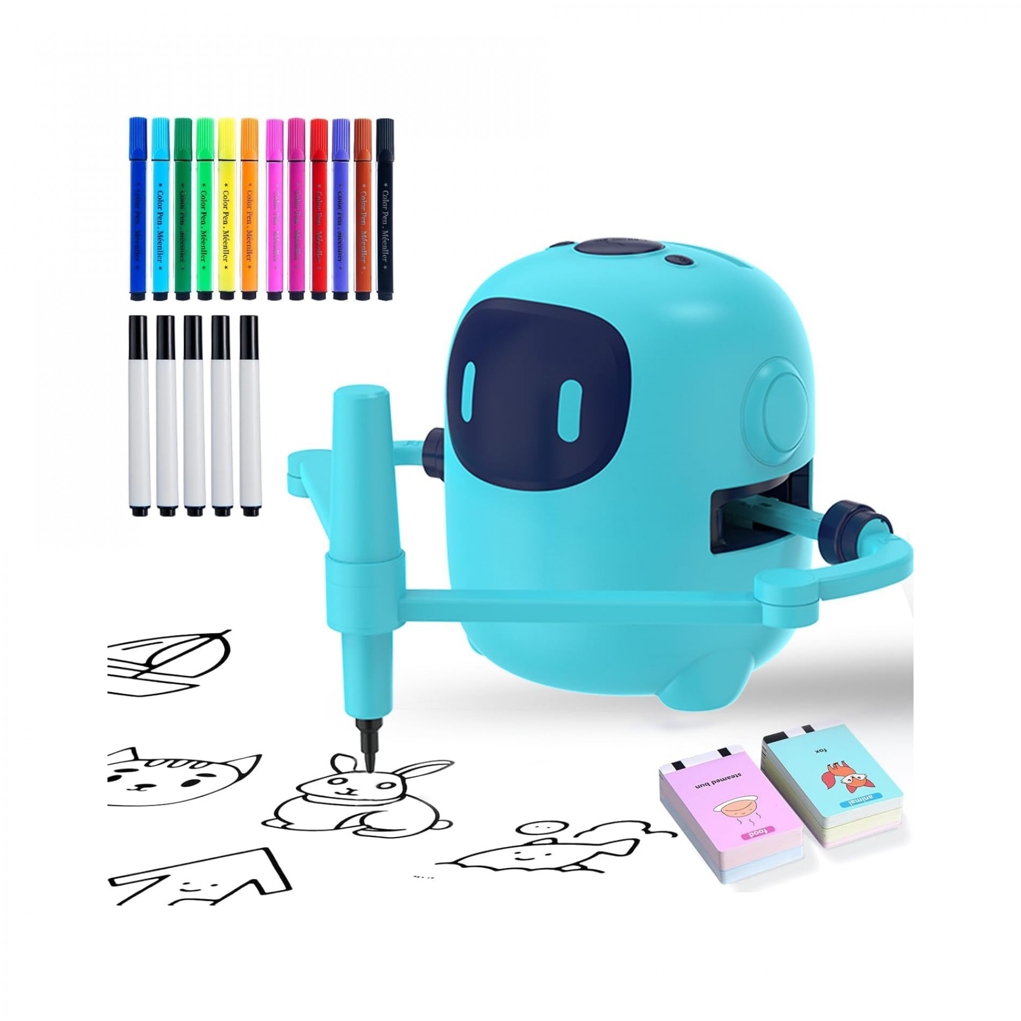 Інтерактивний Робот для малювання для дітей зі 150 картками для взаємодії та 17 кольоровими ручками